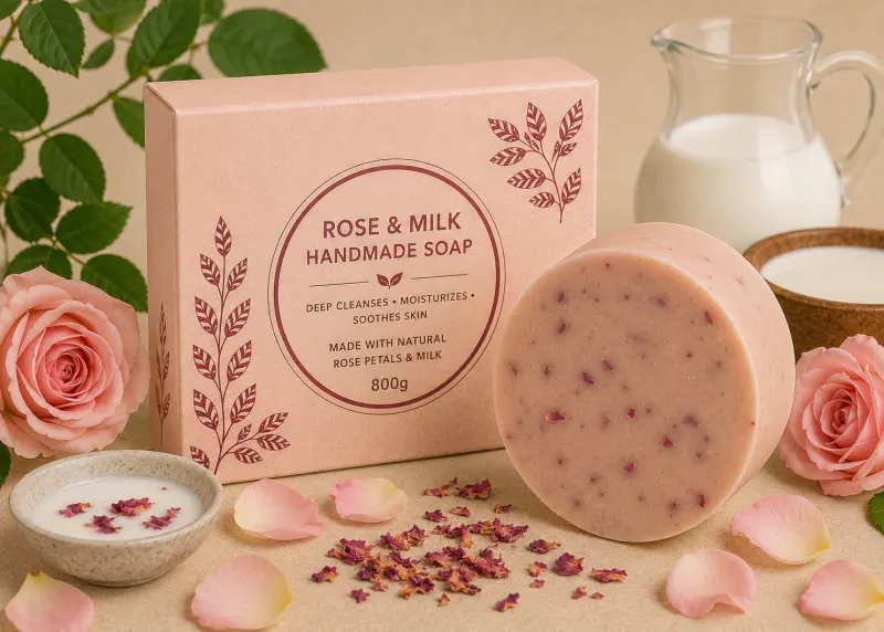 Rose and milk handmade soap bar